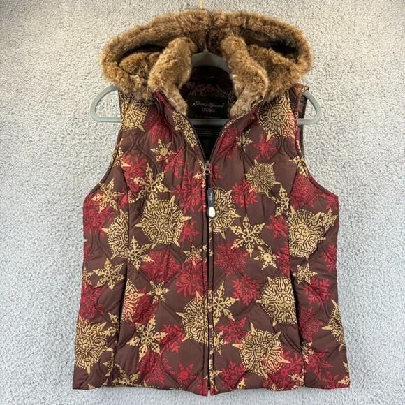 Eddie Bauer Puffer Vest Womens Large Cabin Gorpcore Goose Down Removable Hood - Picture 2 of 12